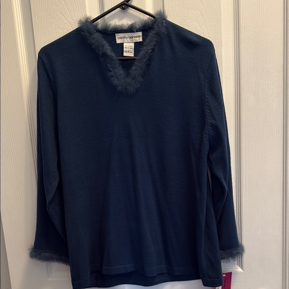Cathy Daniels Blue V-Neck Sweater
